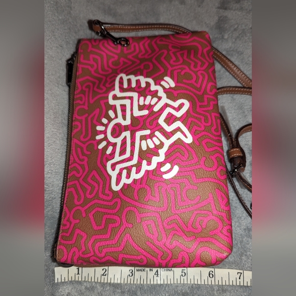 Coach Pink and Brown Crossbody Bag with Keith Herring design - Picture 10 of 11